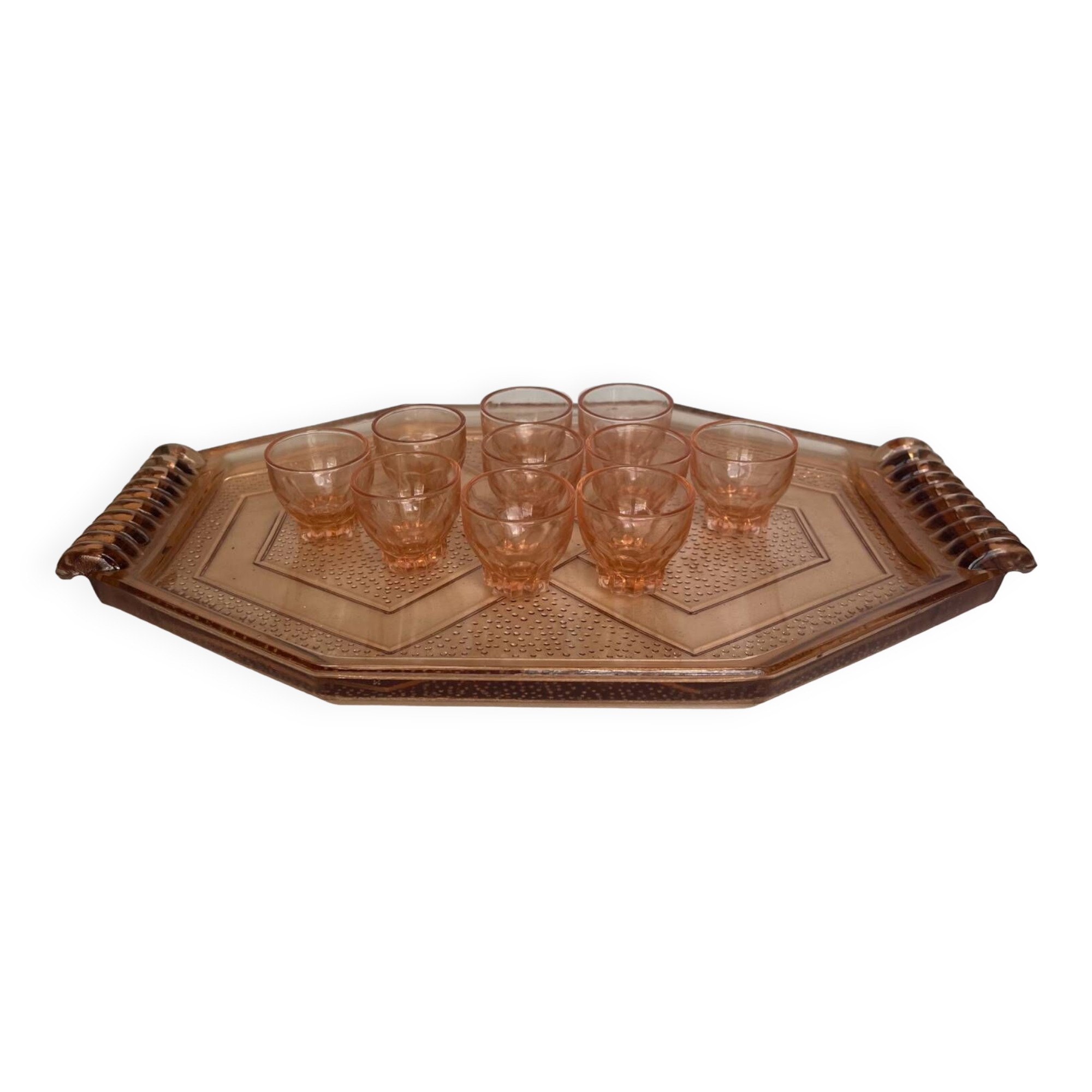 Liqueur service Tray + 10 glasses