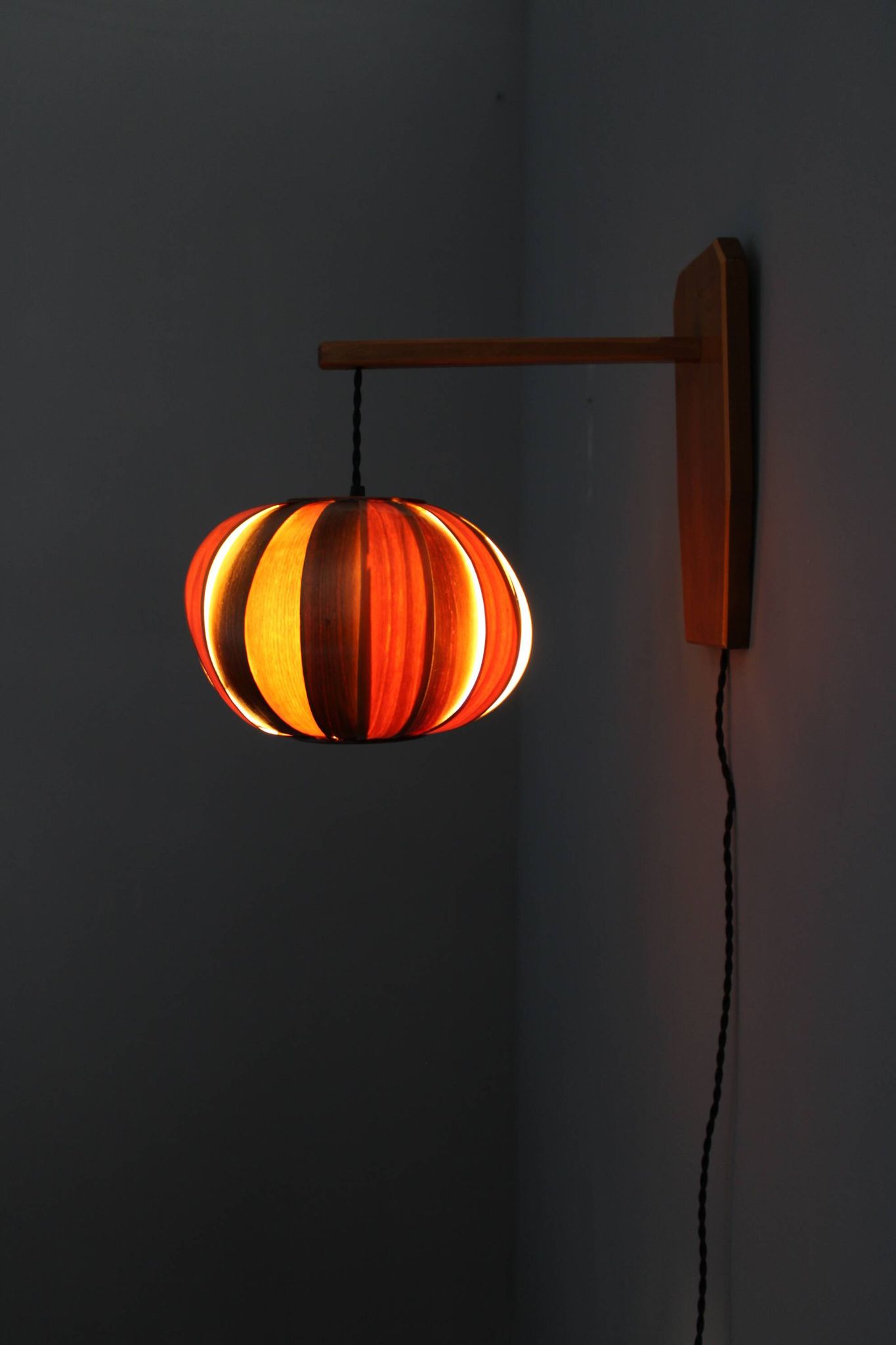 1960s Wooden Wall Lamp, Czechoslovakia
