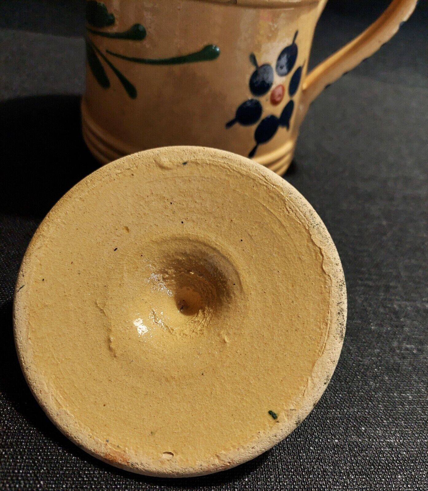 Covered pitcher glazed terracotta Alsace Soufflenheim early 20th century