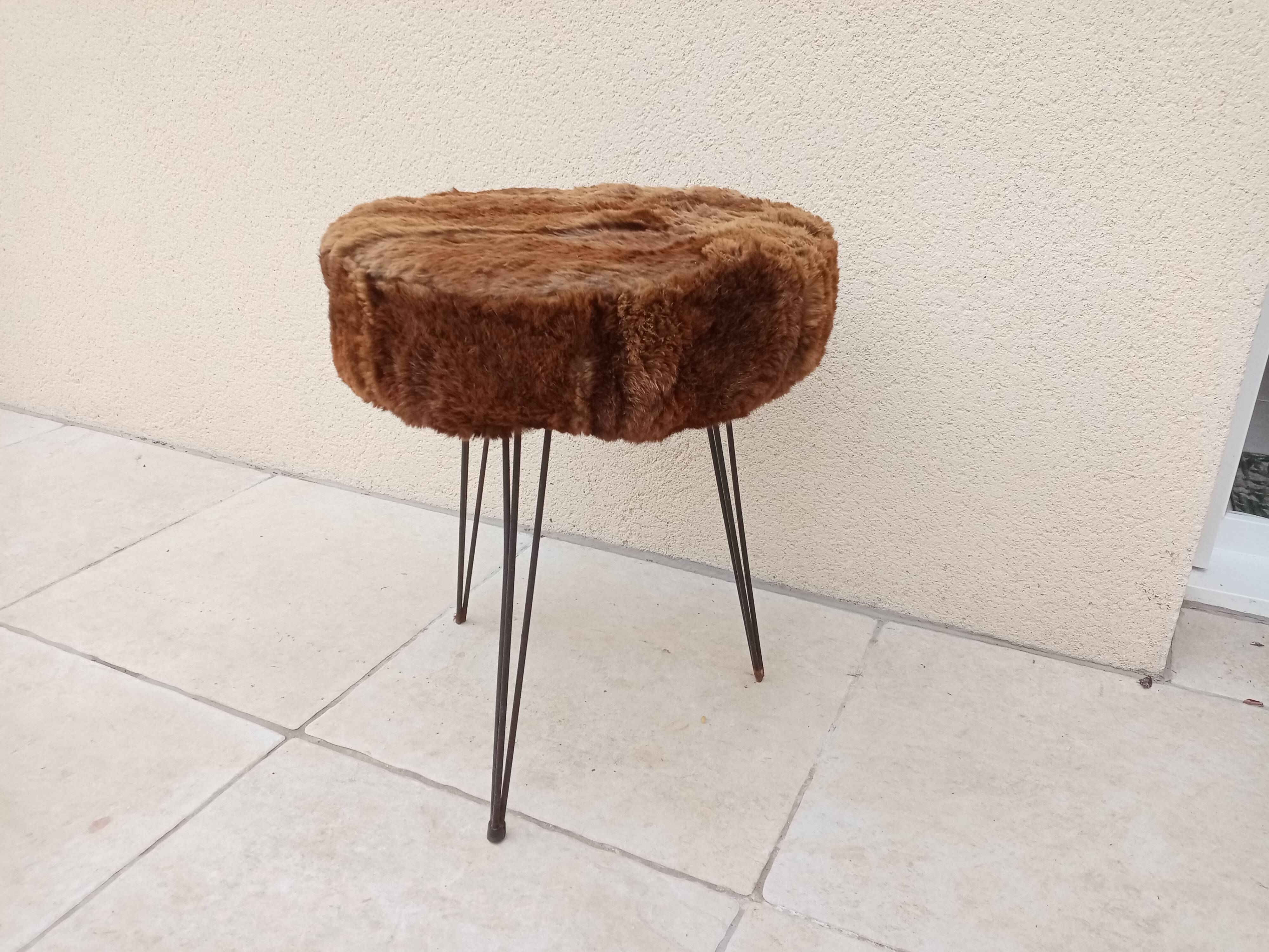 Vintage moumoute stool year 70