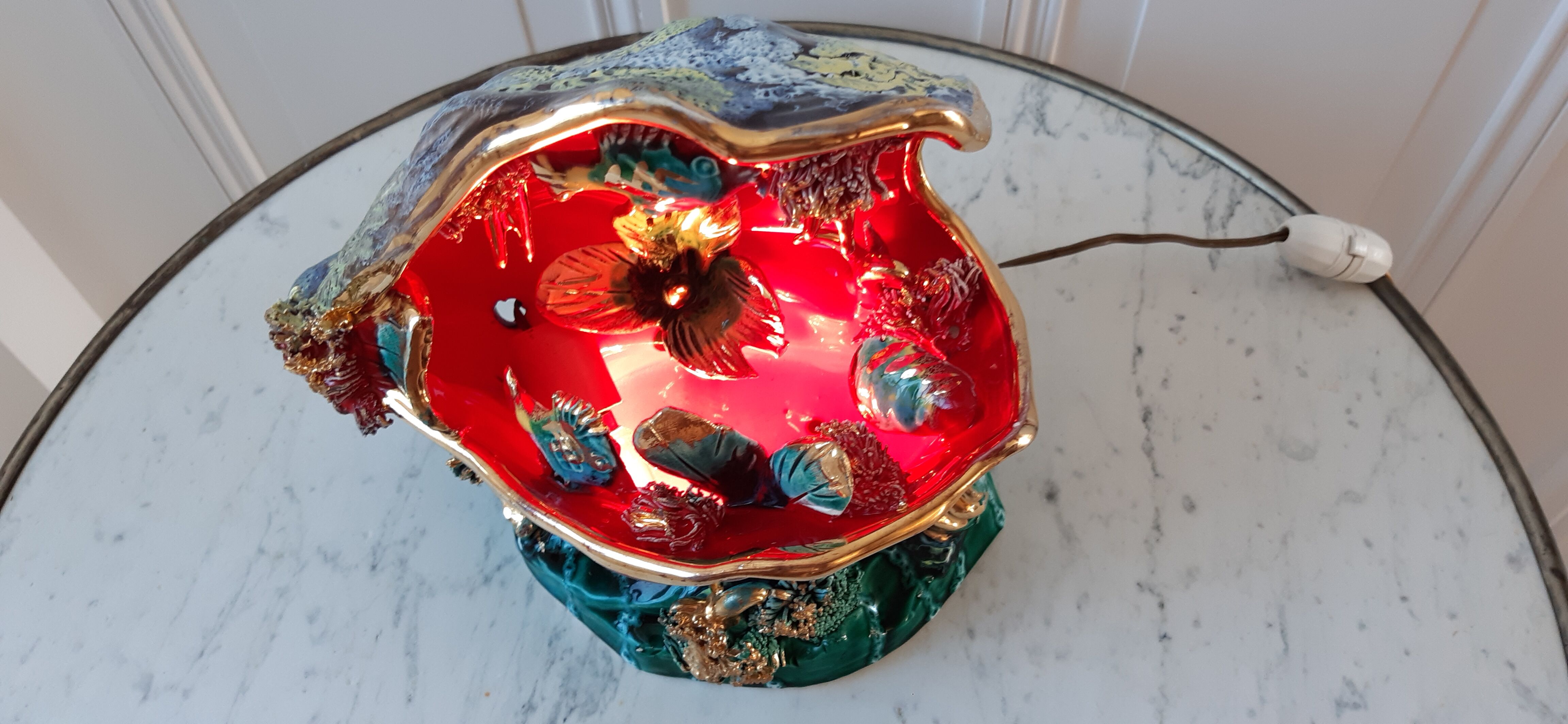 Shell lamp oysters Vallauris 70s