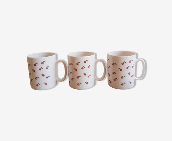 Trio mugs/tasses à café motifs cerise arcopal