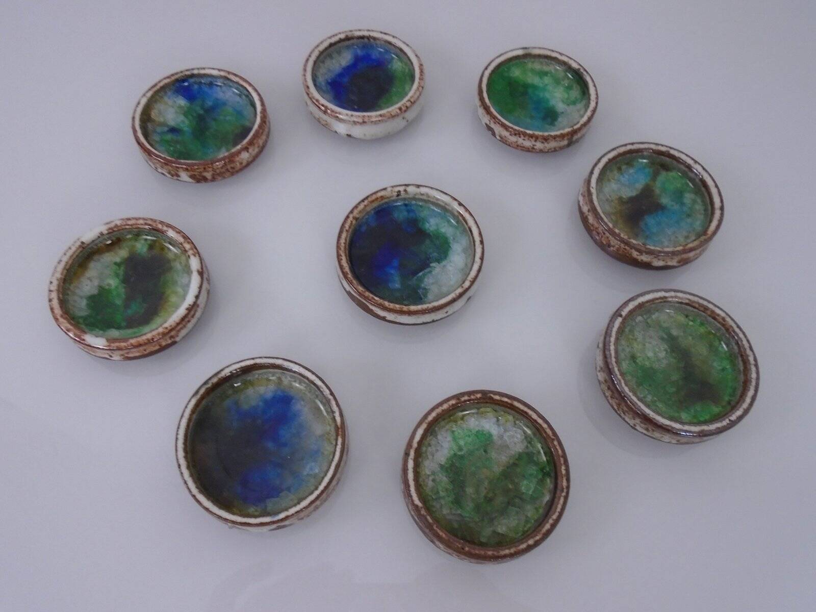 Danish Studio Ceramic Bowls by Jim & Henny Waldorff for Svaneke, 1960s, Set of 9