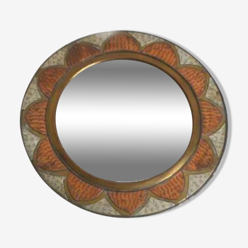 Moroccan copper and brass mirror