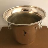 Ancient champagne bucket in silver metal with lion heads