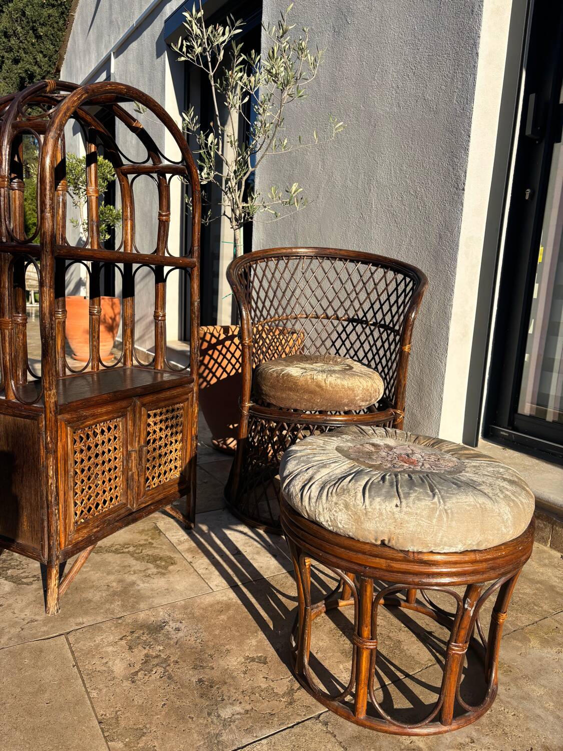 1960s rattan living room set