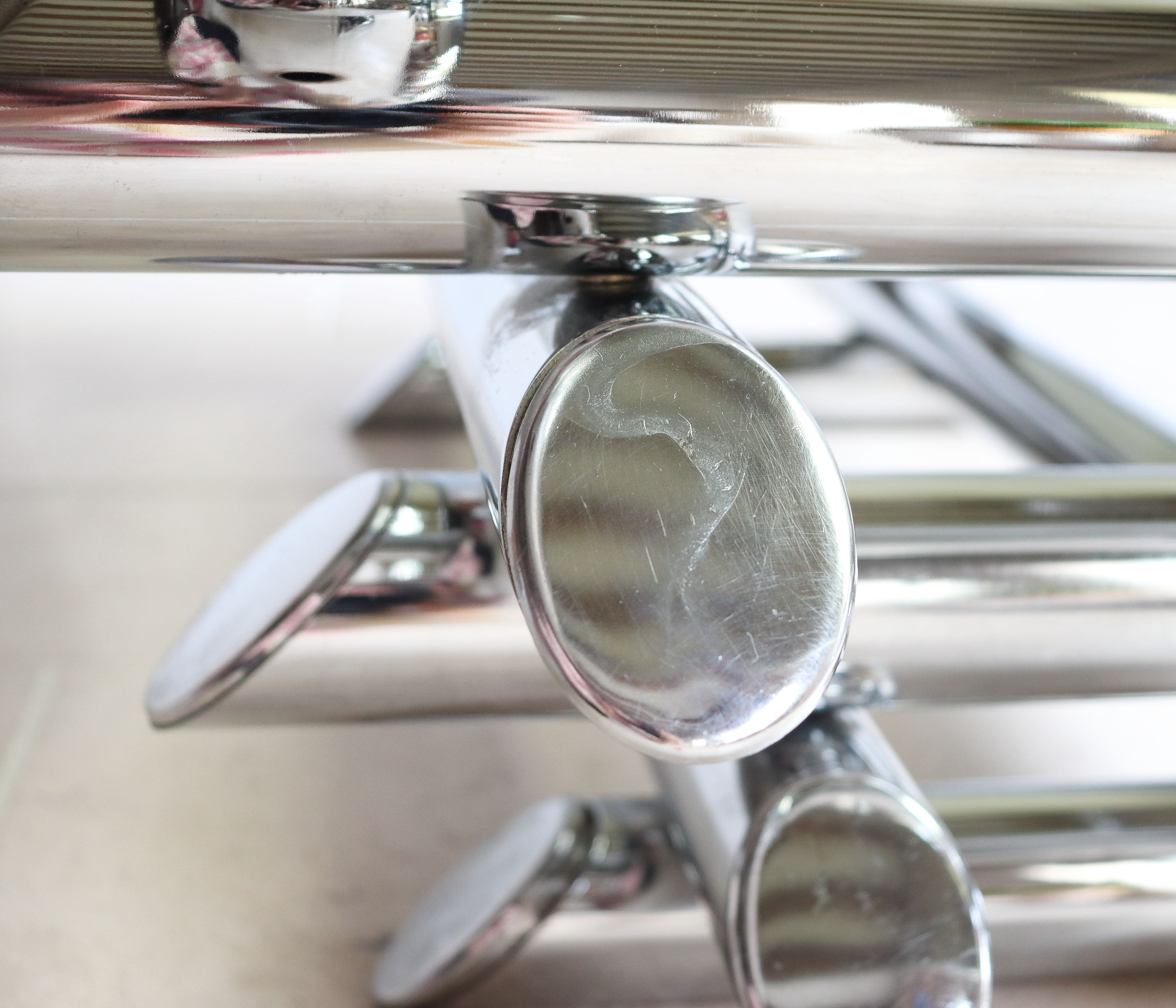 Coffee table in smoked glass and chrome tubular metal, 70s