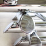 Coffee table in smoked glass and chrome tubular metal, 70s