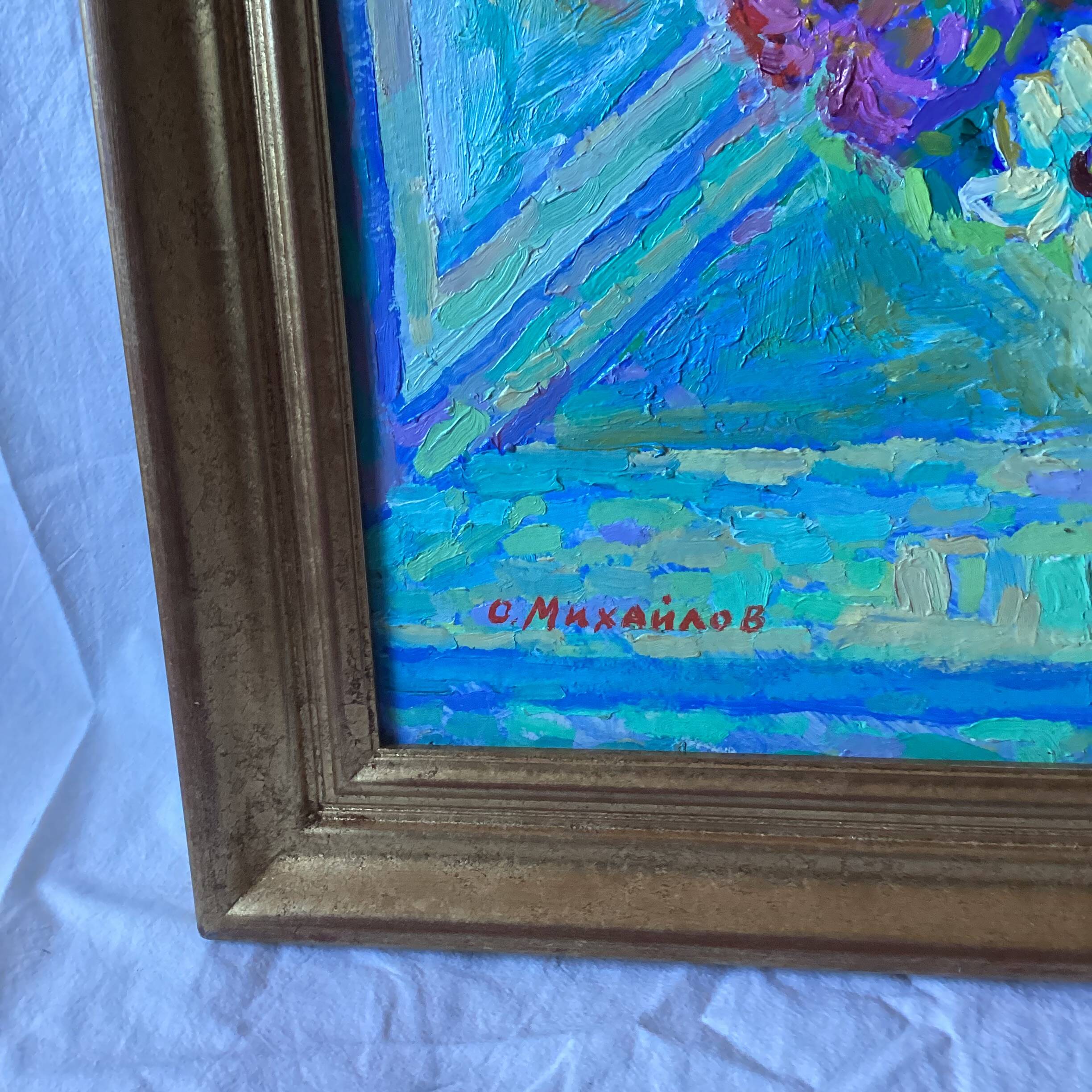 Oil painting on cardboard signed, dimensions: height - 88 cm, width - 75 cm.