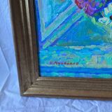 Oil painting on cardboard signed, dimensions: height - 88 cm, width - 75 cm.