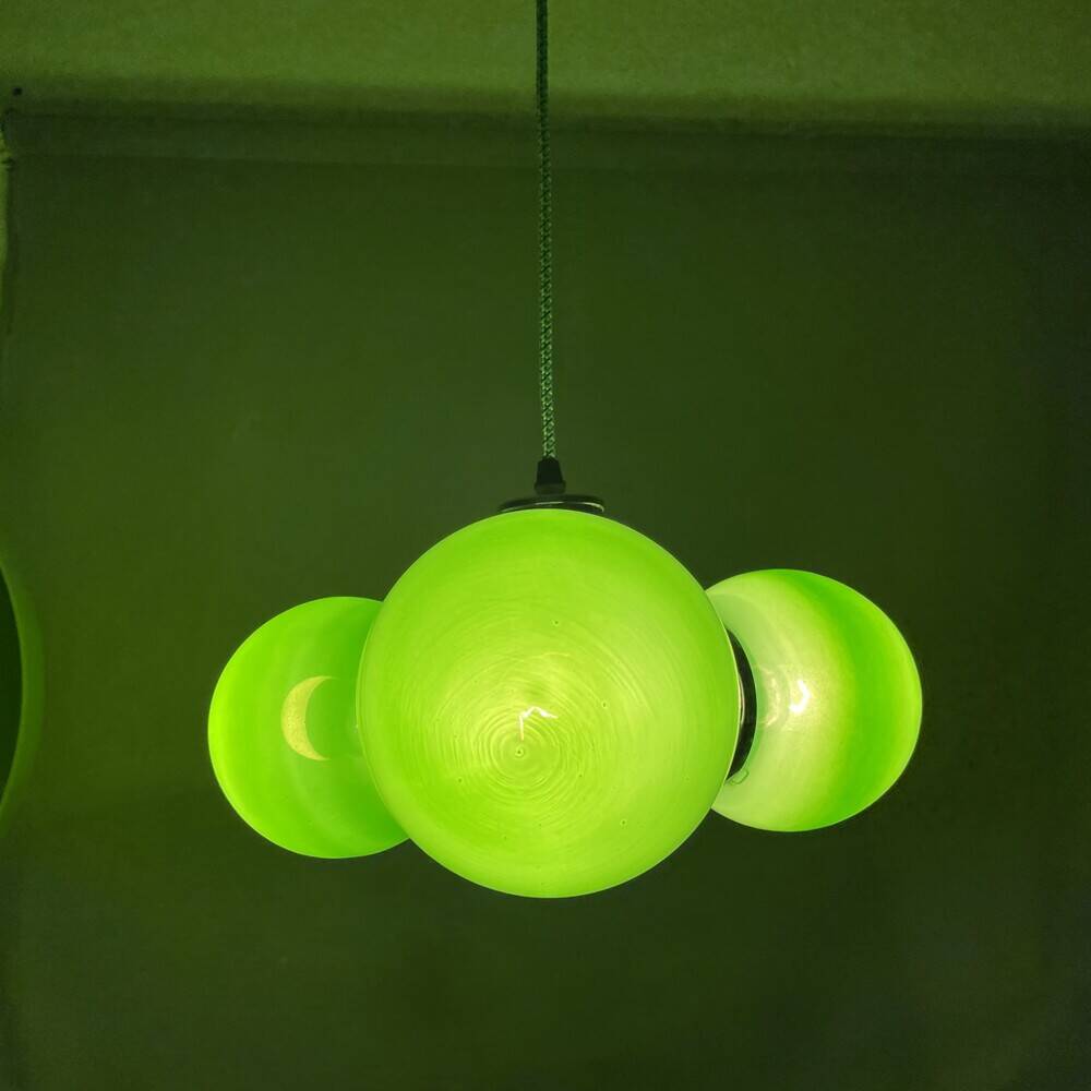 Space Age green glass hanging light
