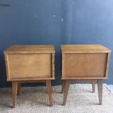 Pair of vintage bedside tables compass feet