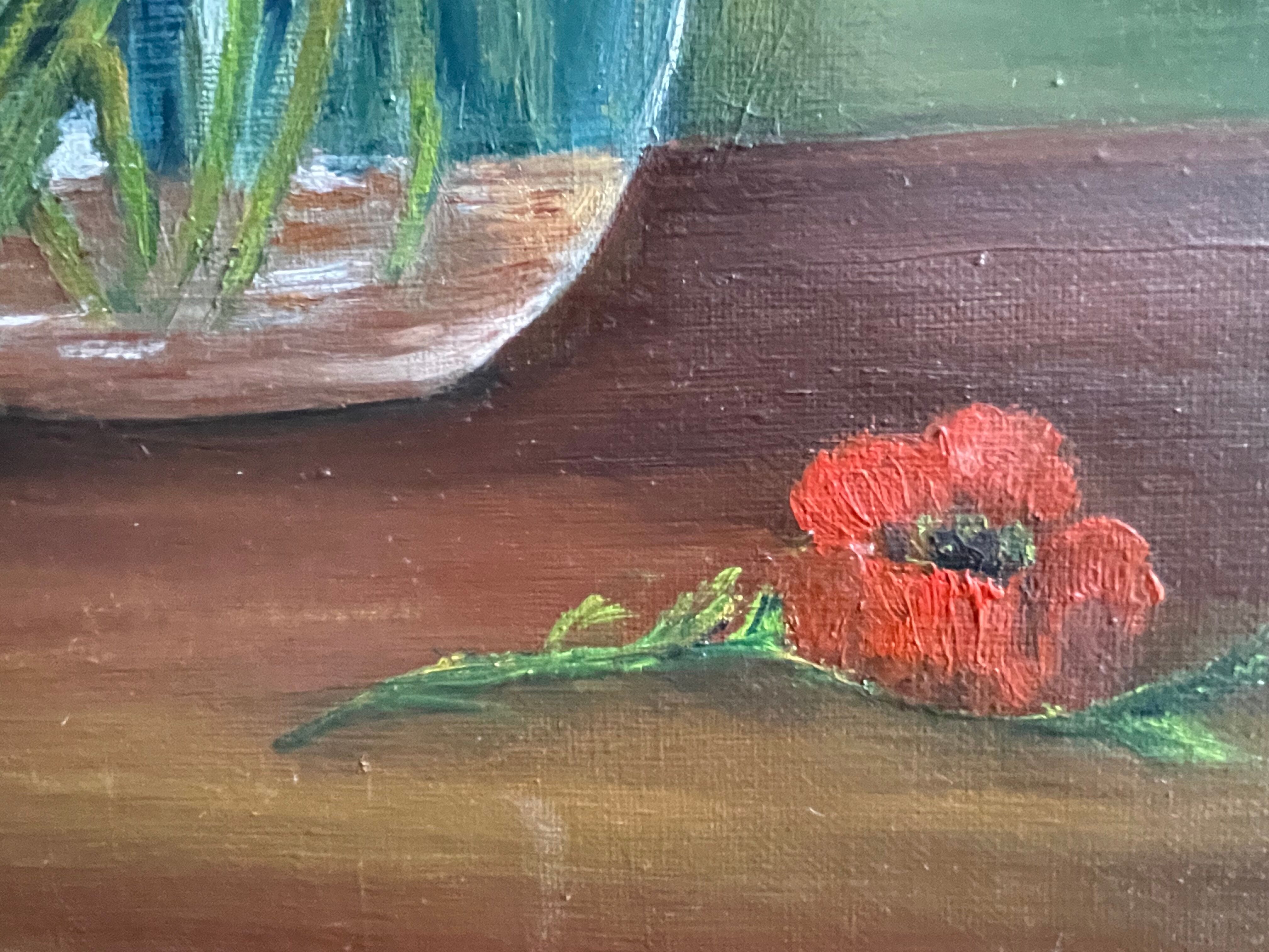 Bouquet de coquelicots huile sur toile