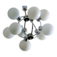 Mid century chandelier with 9 radiating milk glass globes 1970s