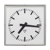 Silver-Gray Industrial Square Wall Clock by Pragotron, 1970s