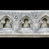 Neo-Gothic stone fireplace