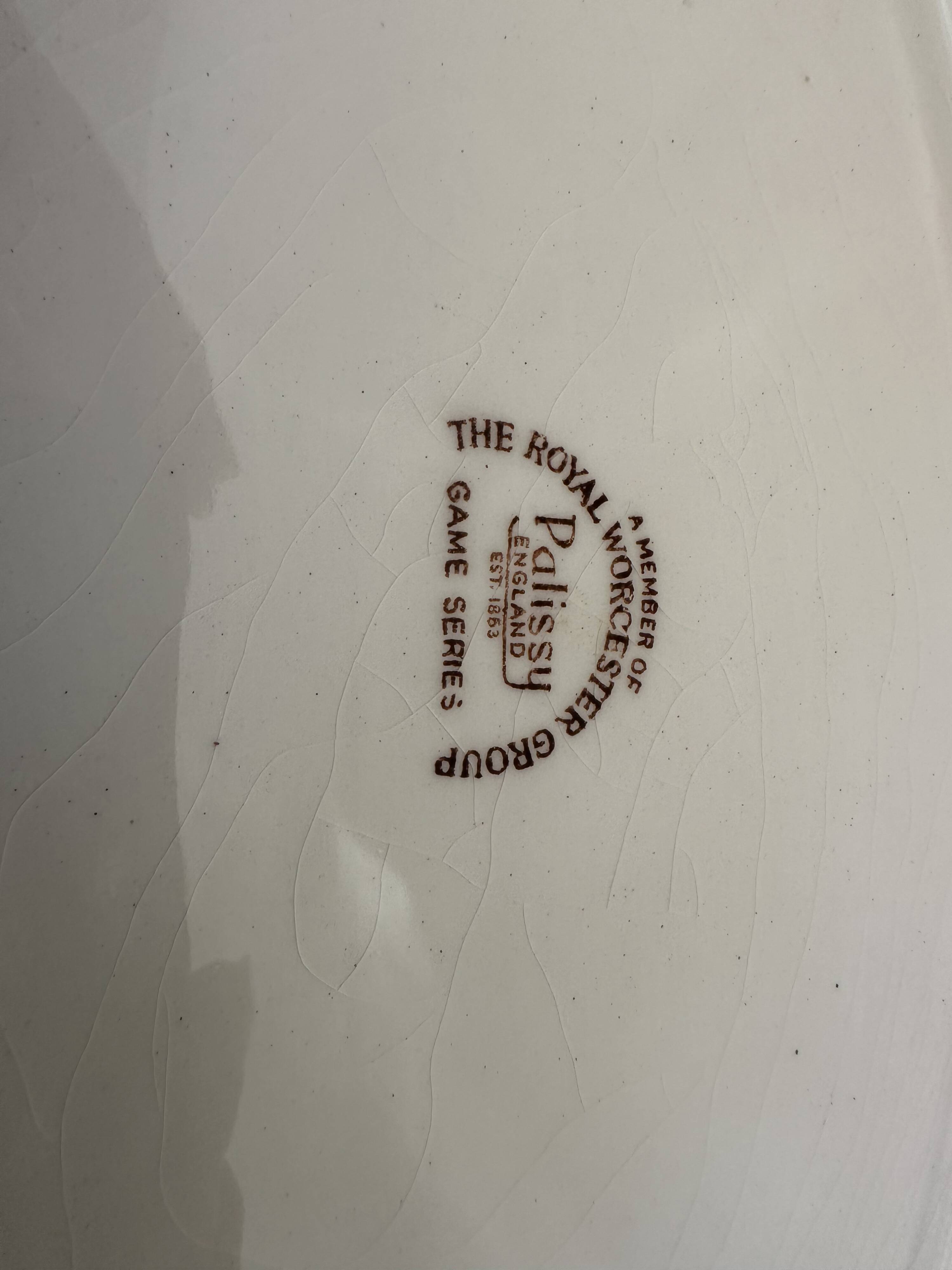 Large antique English plate Palissy - Worcester Game Series - Pheasants