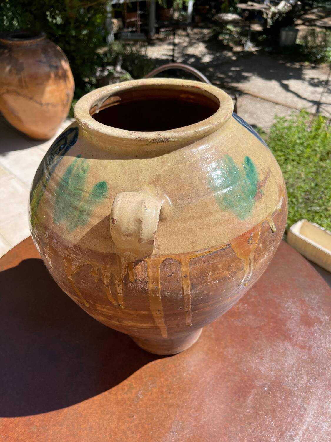 Ancient terracotta pottery jar from the 1920s.