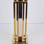 Geometric Brass and Chrome Table Lamp by Willy Daro, France, 1970