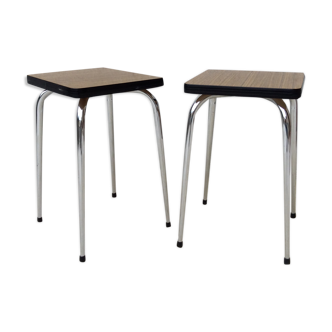Pair of stainless steel and formica snuffets