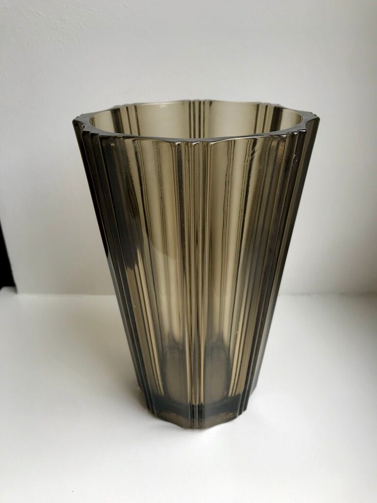 Pair of pleated smoked glass vases in the 70s