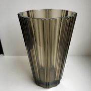 Pair of pleated smoked glass vases in the 70s