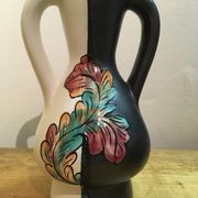 Black and white Vallauris vase, H. Caillet flower, vintage graphic 1960 1970