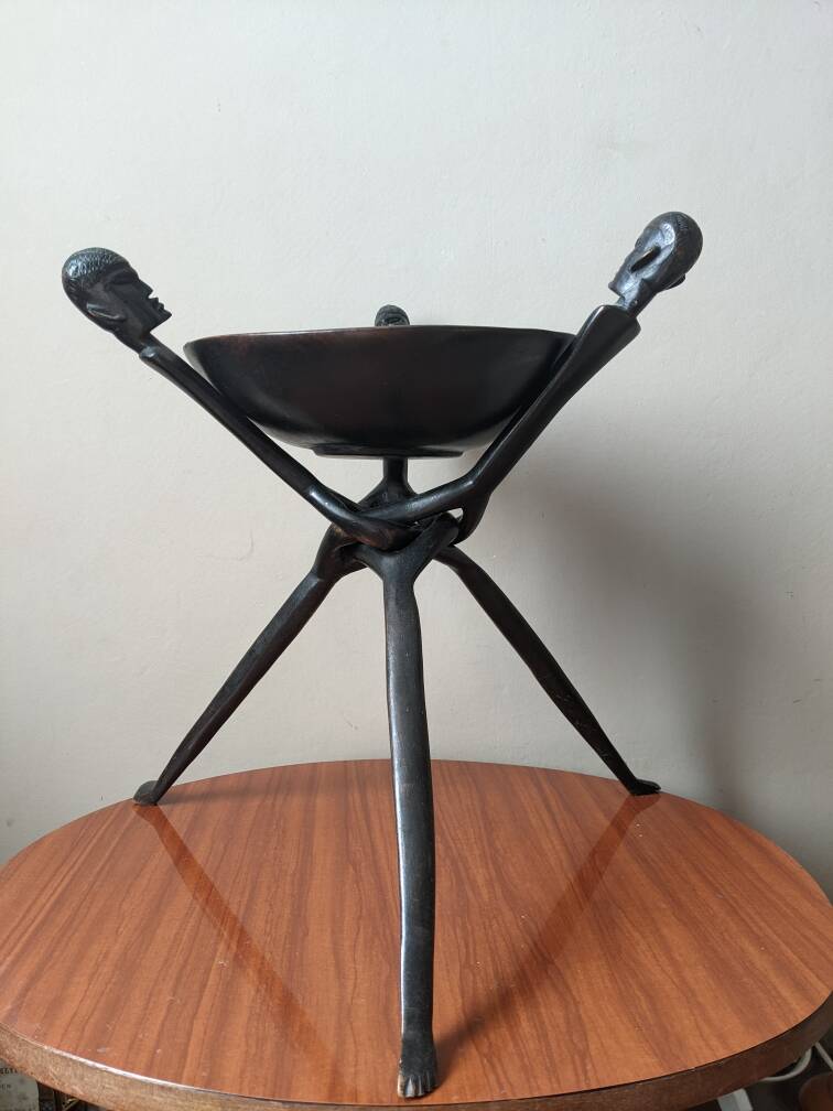 Tripod pocket emptier handcrafted African art ethnic tribal decoration