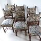 Series of 6 Renaissance style chairs in walnut wood