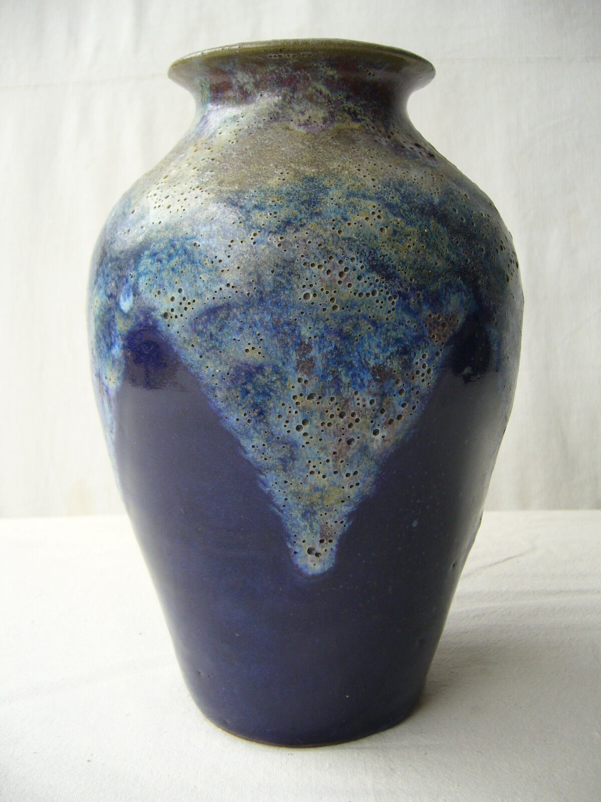 Vase en grès émaillé bleu Petit Masse Nièvre