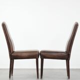 Great set of 8 stylish vintage sheepskin dining chairs with character