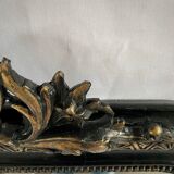 Miroir Napoleon III, noir et or avec fronton 75x112cm