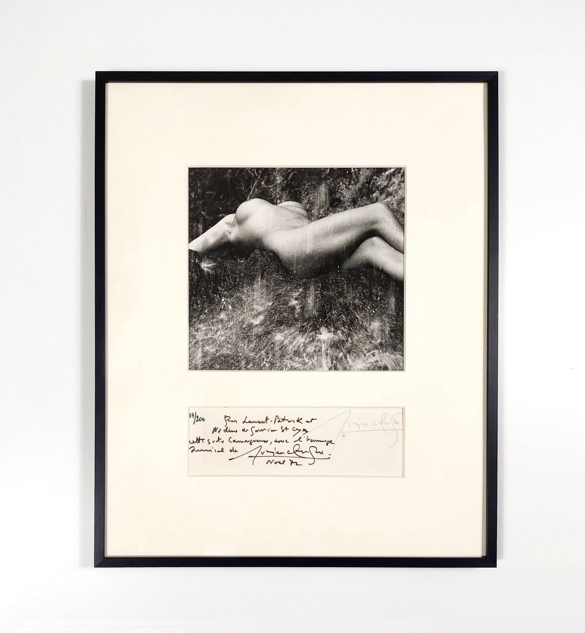 Photography, Lucien Clergue “naked woman under the waterfall”, silver print signed and dated
