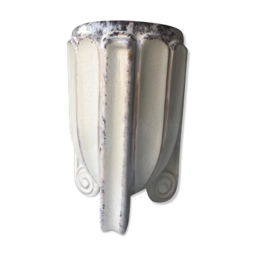 Cracked white ceramic art deco vase signed numbered pb made in france authentic piece