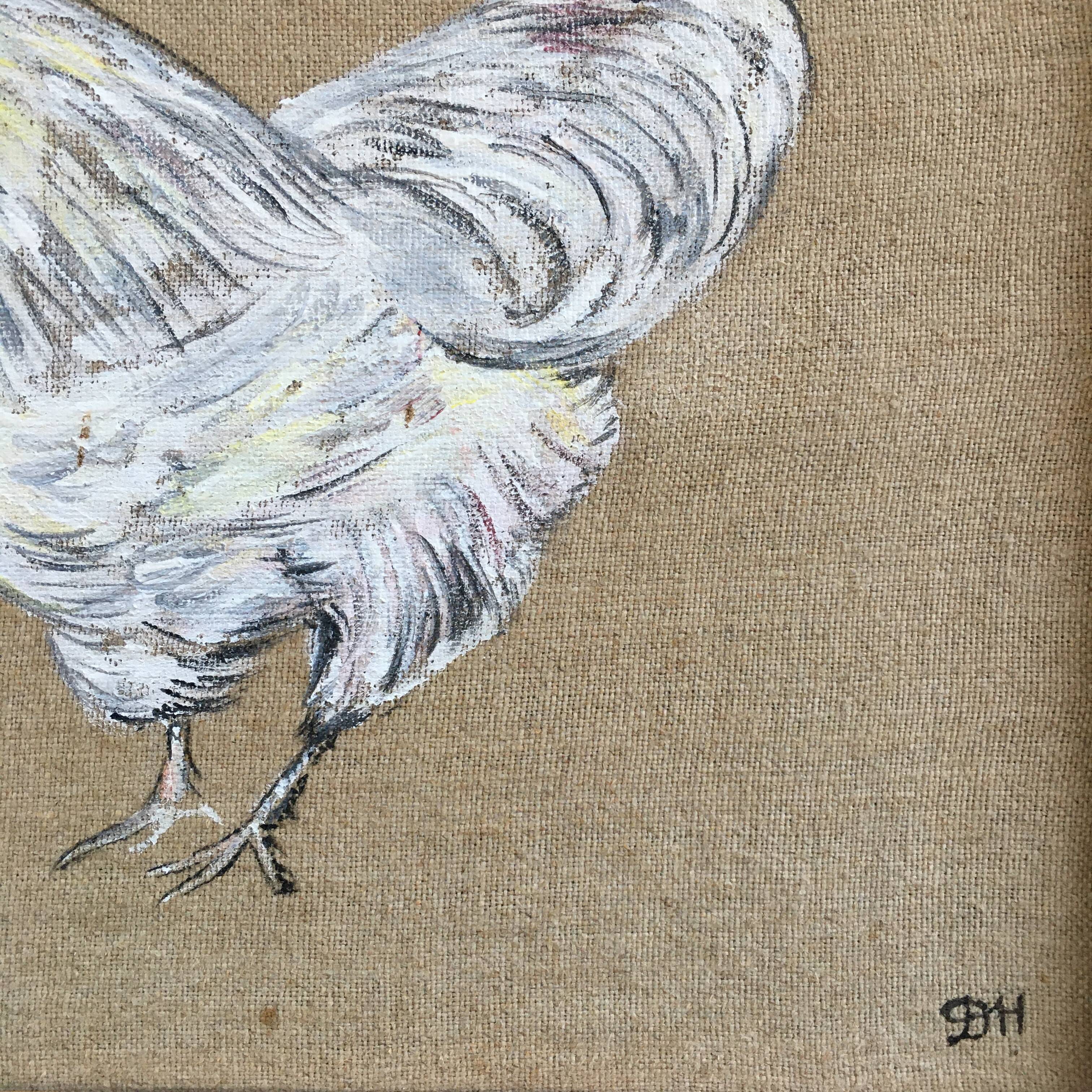 White hen painting