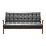 Vintage Scandinavian teak and leather sofa