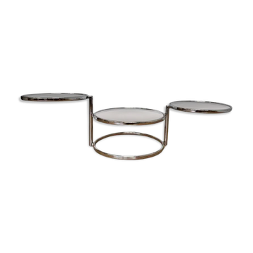 Swivelling and folding coffee table in chrome from the 1970s, Germany.