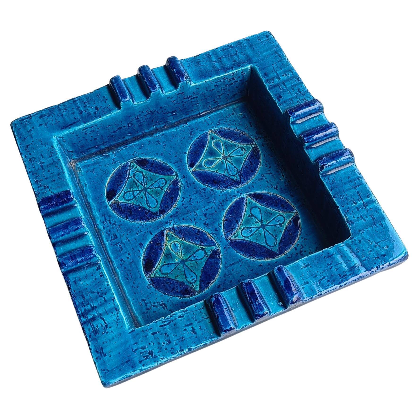 Bitossi by Aldo Londi Rimini Blu Glazed Ceramic Ashtray Vide-Poche, Italy  1960s