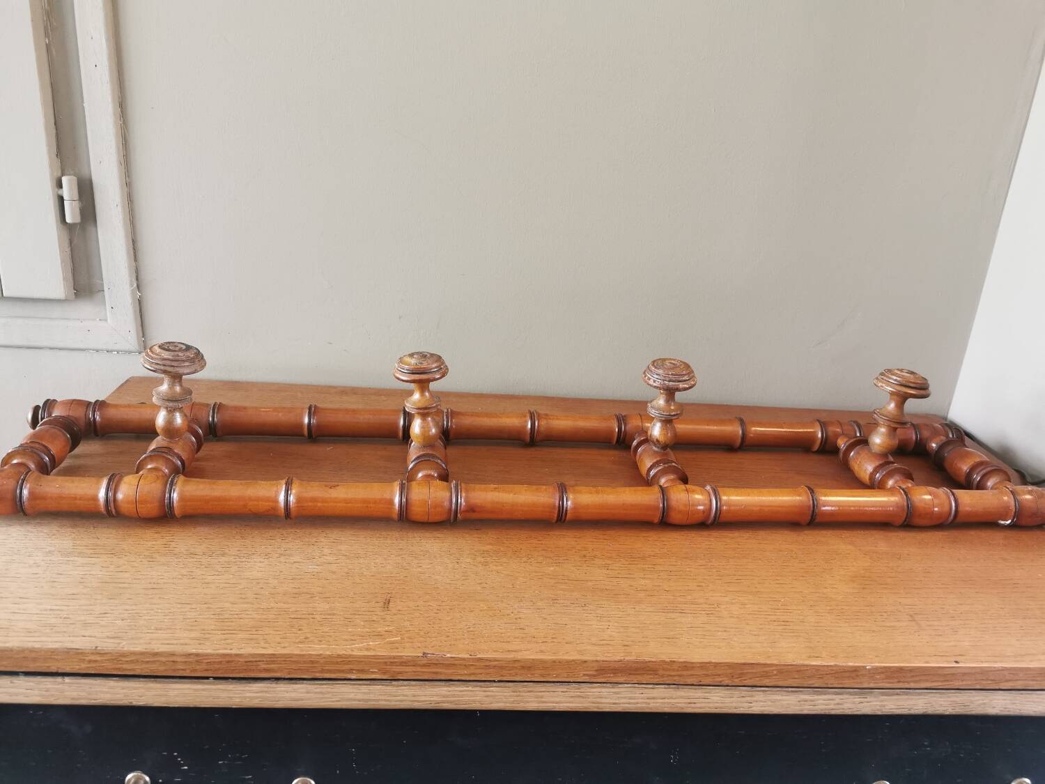 Antique wooden wall coat rack
