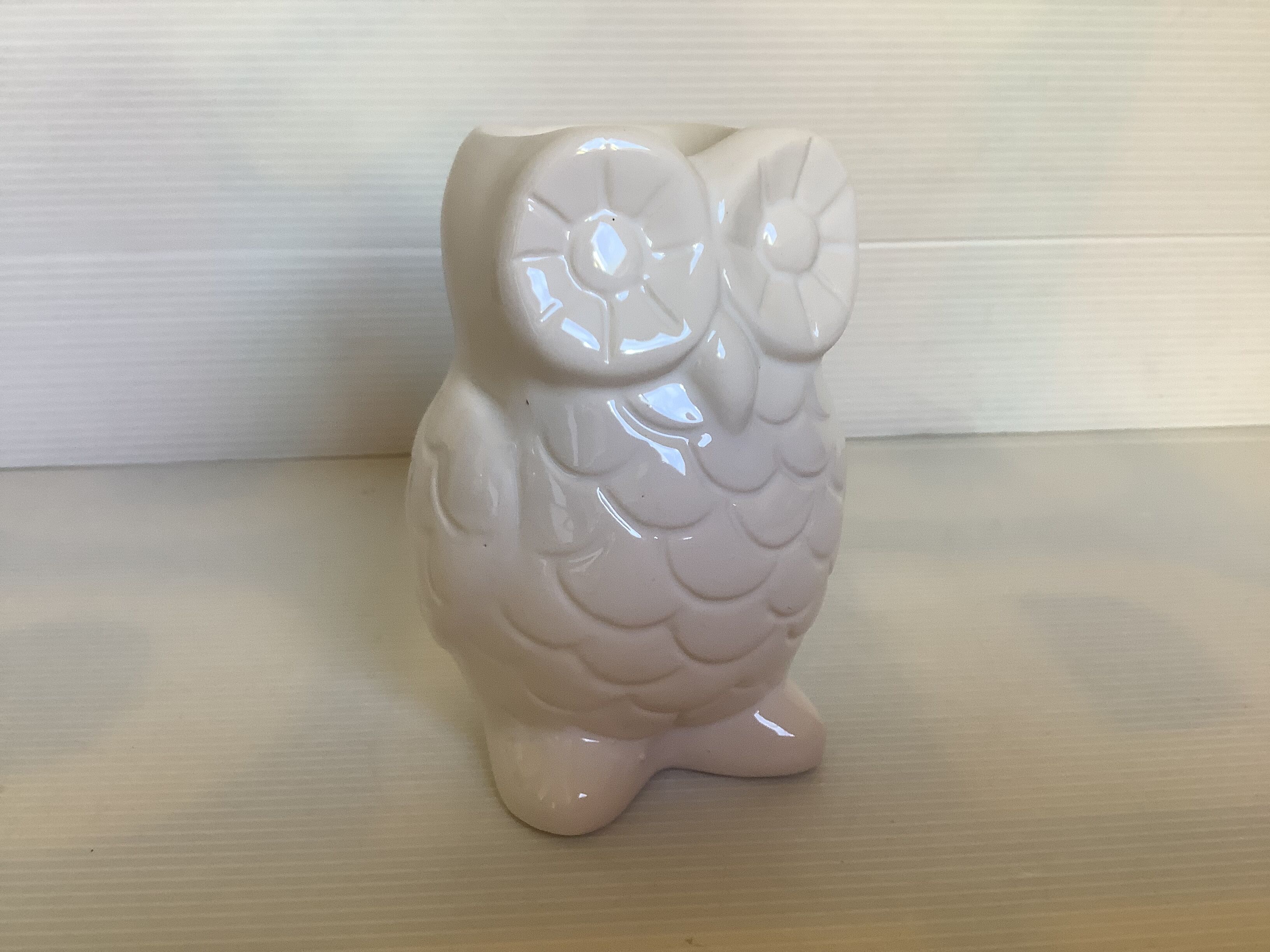 Owl candle holder owl white earthenware