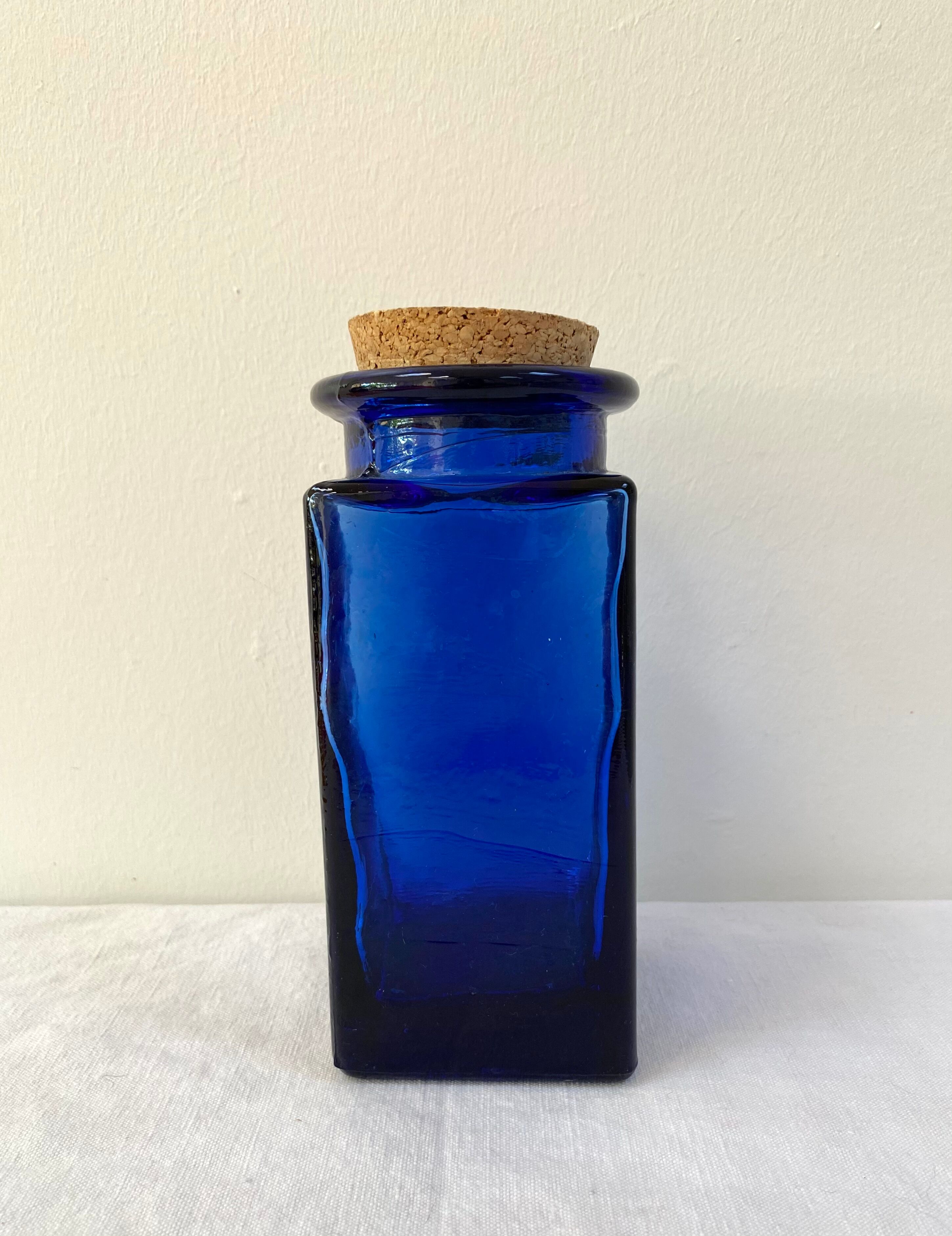 Cobalt blue glass jar