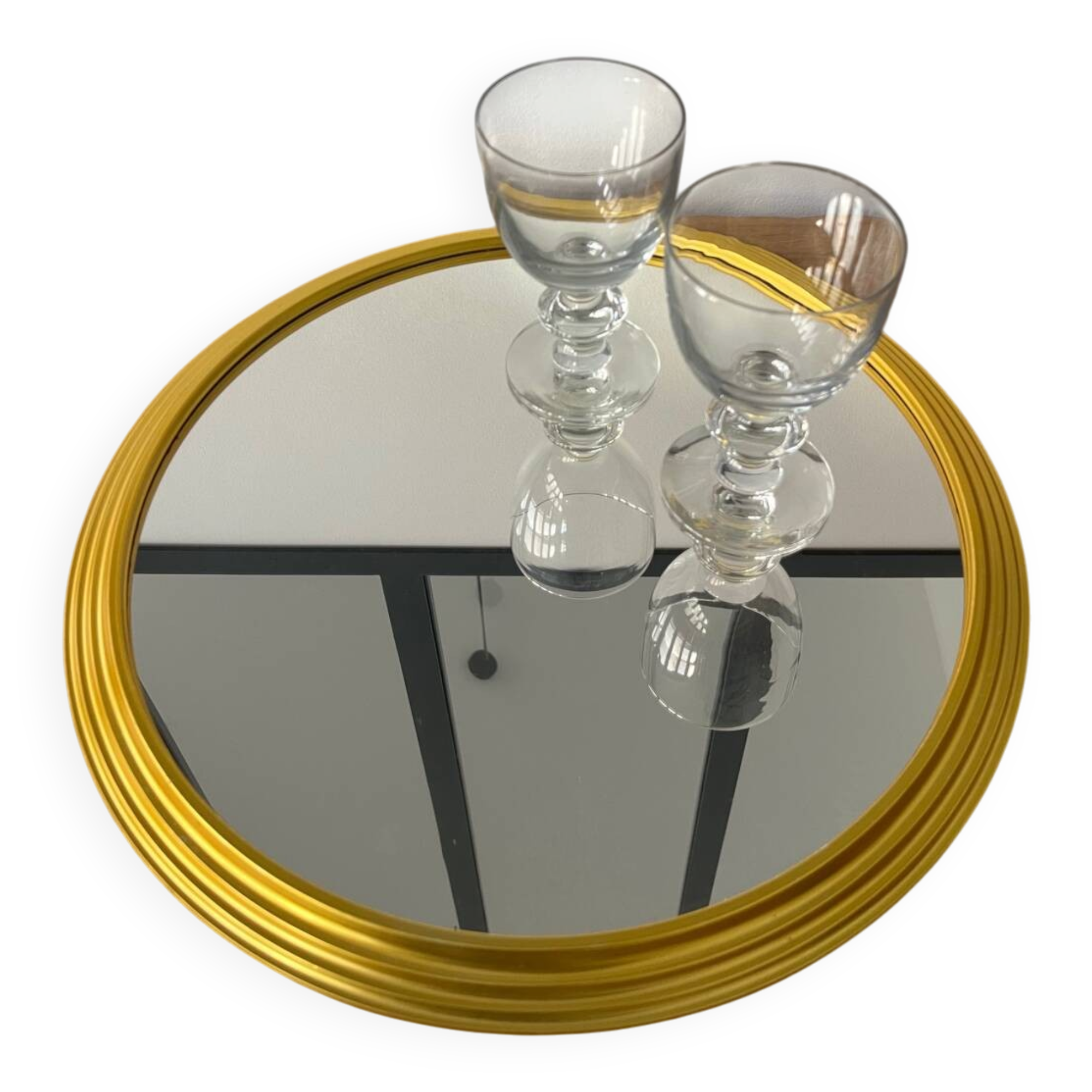 Golden mirror plateau Art Deco diameter 41cm
