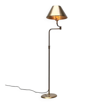 Lesan floor lamp in vintage German brass, Hollywood Regency style by Florian Schulz, 1970s.
