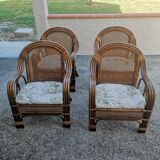 4 vintage rattan armchairs