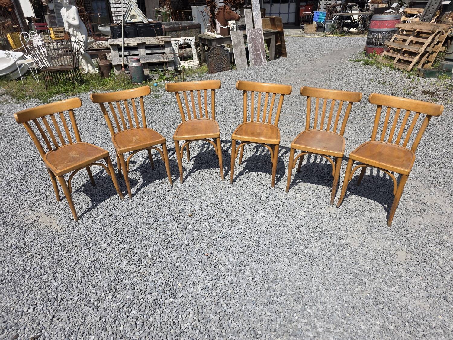 6 Luterma curved wooden bistro chairs