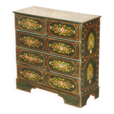 Commode antique suédoise peinte à la main, deux tiroirs sur trois