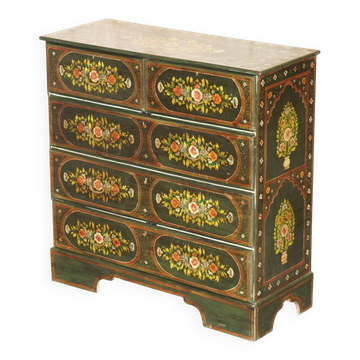 Antique Swedish commode hand-painted, two drawers out of three.
