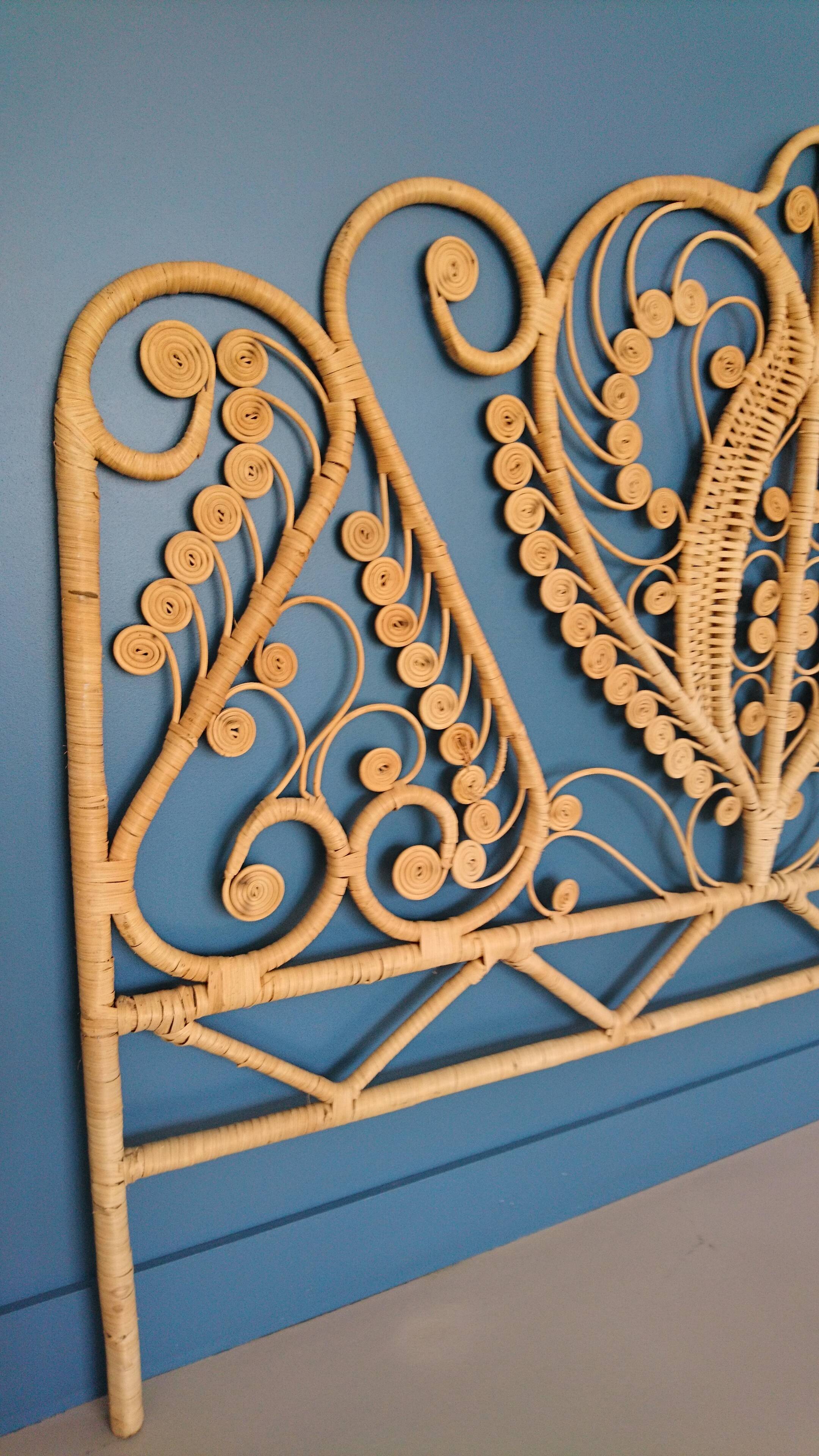 Peacock headboard rattan