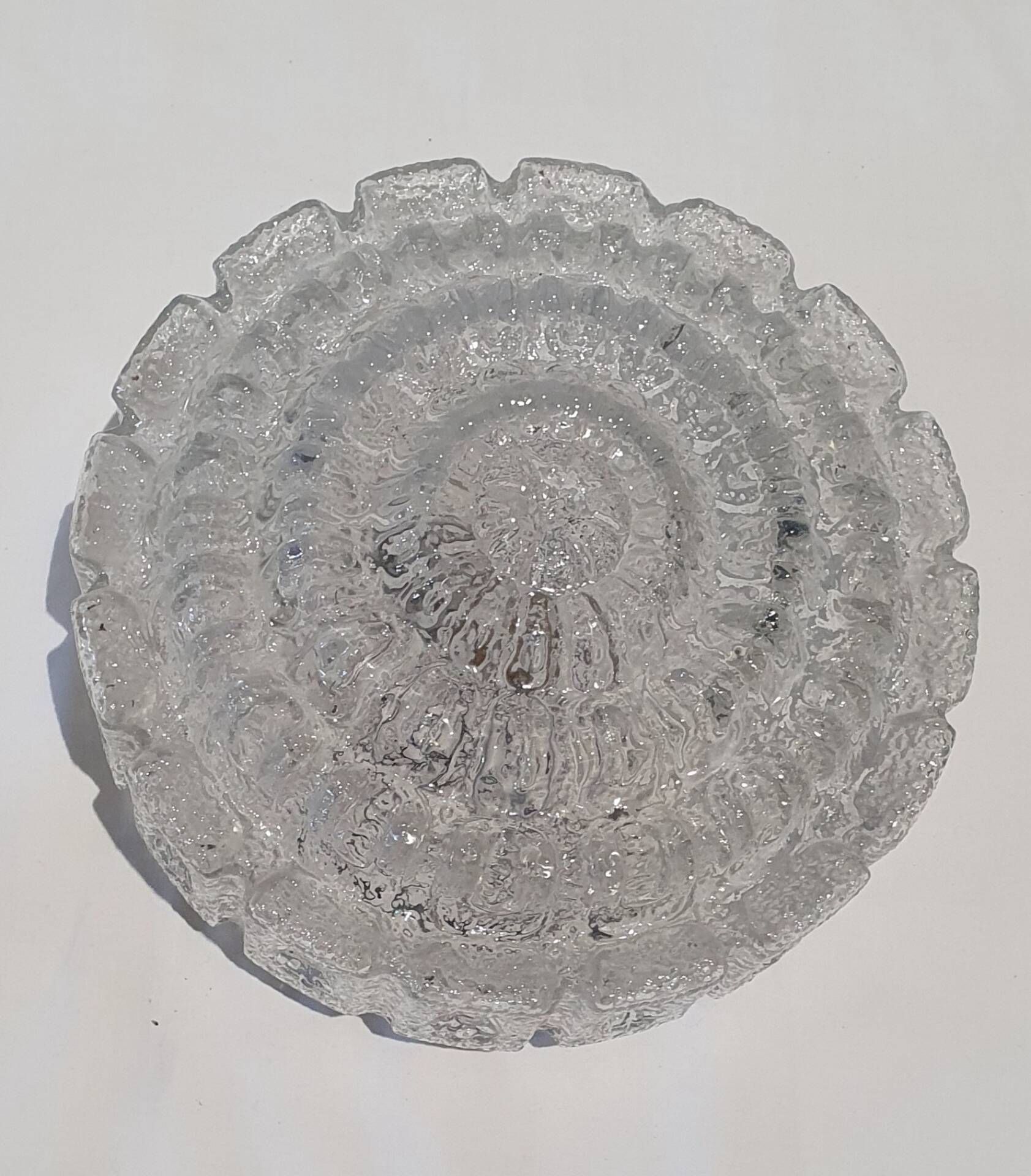 Lampe murale plafond ø 28 cm Glashutte Limburg années 1960 en verre moulé