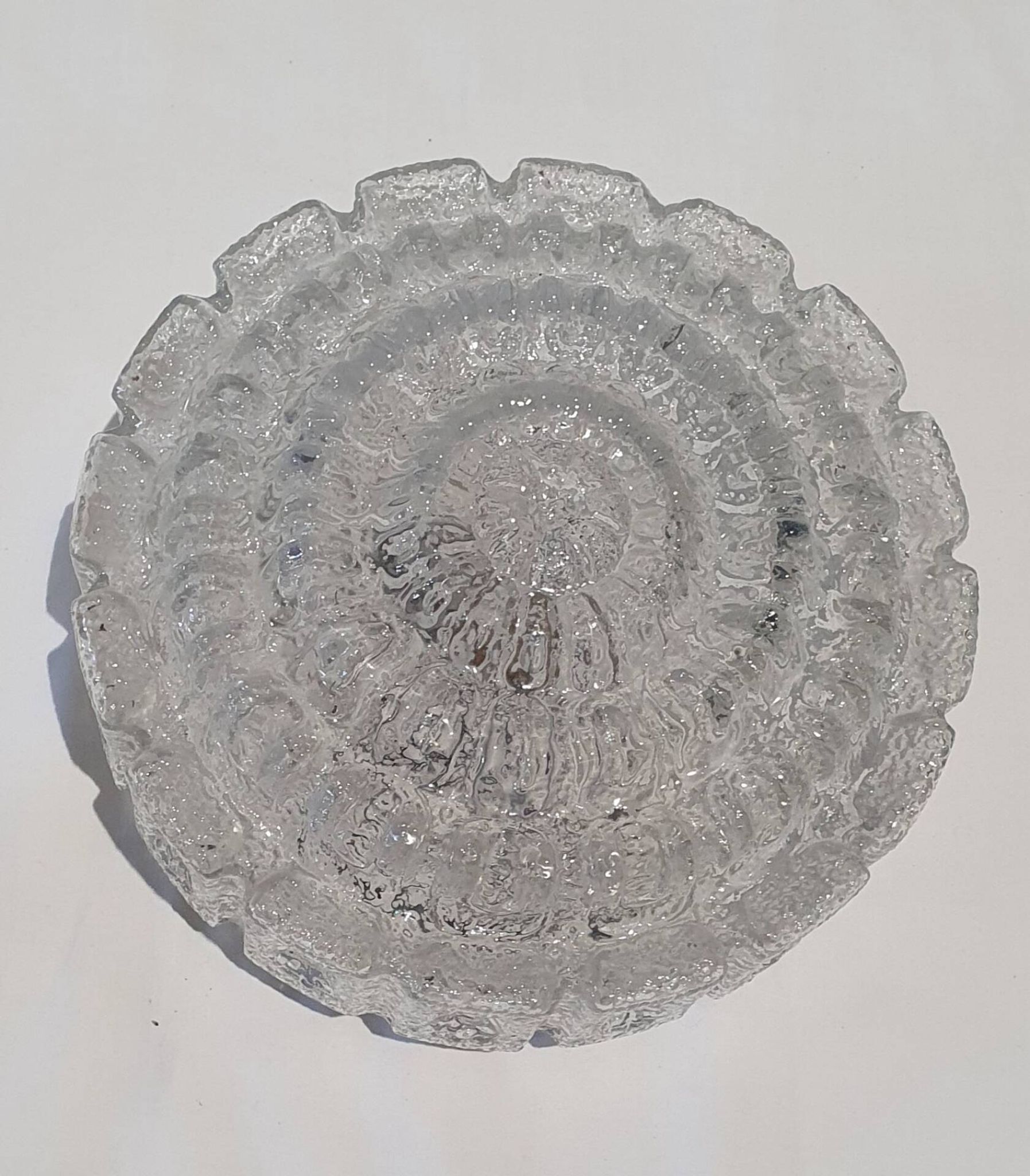 Wall ceiling lamp ø 28 cm Glashutte Limburg 1960s moulded glass
